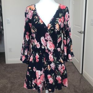 Navy Floral Romper